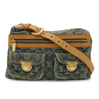Louis Vuitton Pre-owned Monogram Denim Shoulder Bag - Dames - Pre-owned - Blauw - Maat: ONE Size Denim