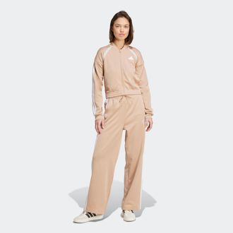 adidas Trainingsanzug ADIDAS SPORTSWEAR W TEAMSPORT TS, Damen, Gr. XL, warm sandstone, Obermaterial: 53% Baumwolle, 47% Polyester, Sportanz&uuml;ge Trainingsanzug