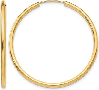 Diamond2Deal 10k Gold 2mm Round Endless Hoop Earrings