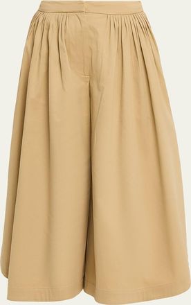 Adam Lippes Athena Pleated Wide-Leg Crop Tulip Pants