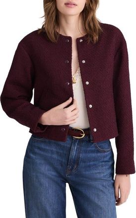 Madewell Collarless Tweed Jacket in Dark Pomegranate at Nordstrom, Size Xx-Large