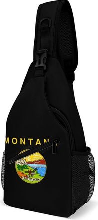 Generic Montana1 State Flag Mens Shoulder Bags Sling Crossbody Backpack Travel Hiking Chest Bag with Small Side 38x20cm