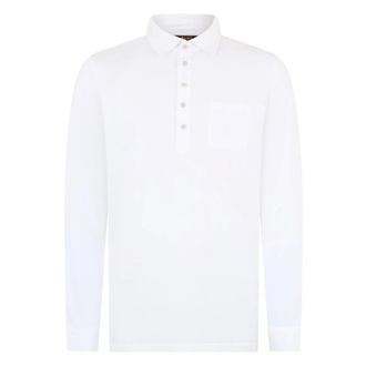 Moorer Polo Shirts, male, White, Size: 4XL Long Sleeve Cotton Polo Shirt