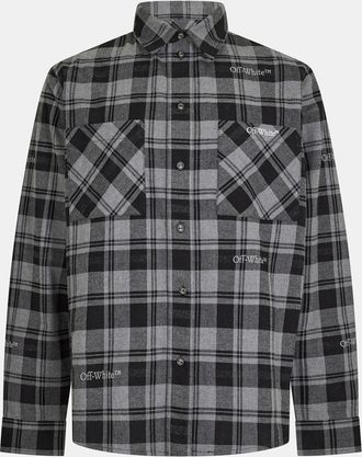 Off-white Mens Off White Regular Fit Long Cuff Sleeve Shirt in Grey/White - Size Large