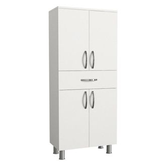 Dmora Armario Multiuso Grande Iolana, 4 Estantes, Un Caj&oacute;n, 2 Puertas, 59x140h Cm Blanco