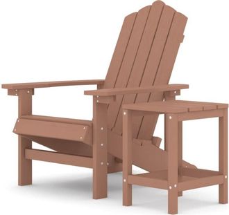 vidaXL Garden Adirondack Chair with Table HDPE Brown vidaXL