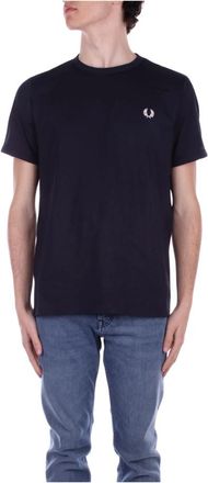 Fred Perry Blauw T-shirt met Logo aan de Voorkant - Heren - T-shirts - Blauw - S - Katoen - Tops