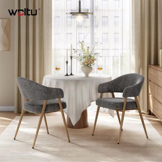 Woltu Woltu Sillas Giratorias Para Comedor/cocina Con Patas De Metal Y Pies Ajustables - Juego De 2, Chenilla, Gris