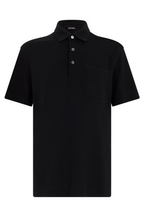 Ermenegildo Zegna Black Solid Shirt Collar Polo