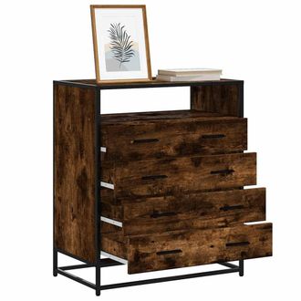 Berkfield Home Drawer Cabinet Smoked Oak 70x41x83.5 cm Engineered Wood in Brown