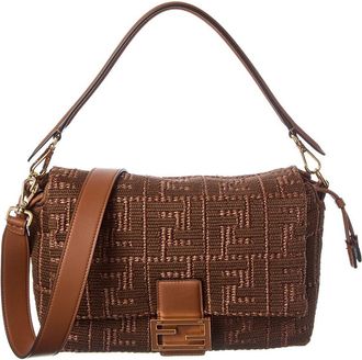 Fendi Fendi Mamma Baguette Medium Raffia Shoulder Bag