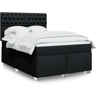 vidaXL Vidaxl - Cama Box Spring Con Colch&oacute;n Tela Negro 140x200 Cm