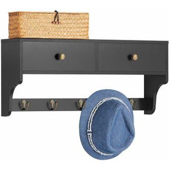 SoBuy Estanter&iacute;a Moderna De Pared Perchero De Pared Para Entrada Con 5 Ganchos Y 2 Cajones 60 X 15 X 27 Cm Negro Frg178-sch Sobuy Es