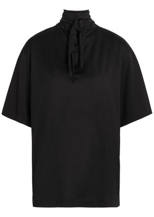 Christophe Lemaire Foulard-neck Cotton T-shirt - Black - Xxs (UK4 / Xxs)