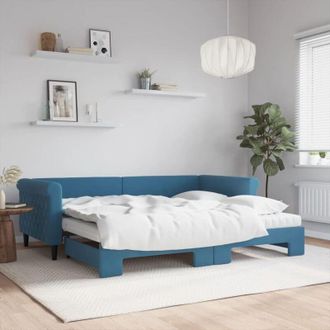 vidaXL Vidaxl - Divano Letto Estraibile con Materassi Blu 90x200 cm Velluto