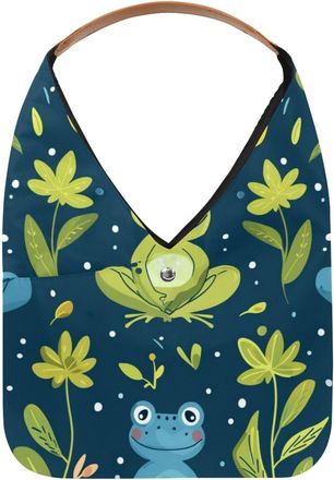 Generic Cute Frog Pattern (3) Reusable Lightweight Grocery Bags - Foldable Into Compact Pouch, Washable & Sturdy, Multipurpose for Shopping and Travel