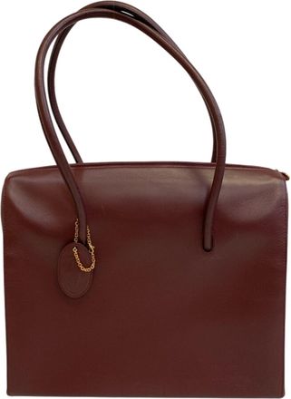 Cartier Red Color Leather Tote Bag (Pre-Owned)
