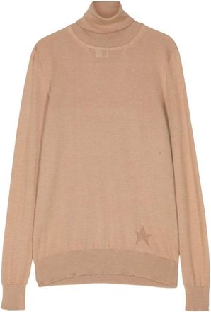 Lorena Antoniazzi Turtlenecks, female, Brown, Size: S Camel Brown Cashmere-Silk Sweater