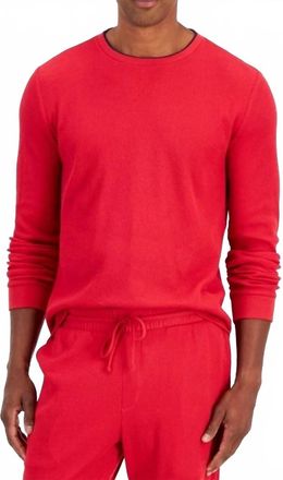 Club Room Waffle Long-Sleeve T-Shirt In Medium Red