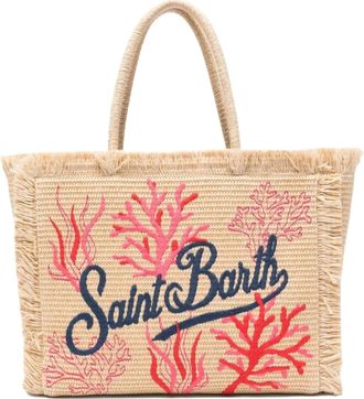 MC2 Saint Barth Rectangular Woven Tote Bag with Fringed Edges