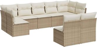 vidaXL Set De Sof&aacute;s De Jard&iacute;n 9 Pzas Con Cojines Rat&aacute;n Sint&eacute;tico Beige Vidaxl