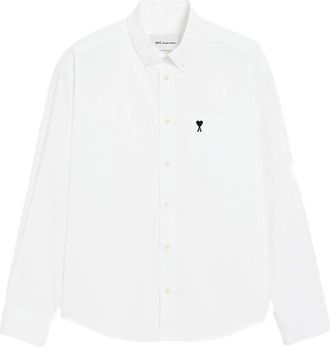 Ami Boxy Cotton Shirt With Ami De Coeur