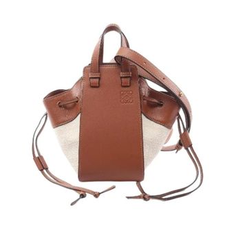 Loewe Pre-owned Hammock Drawstring Mini Anagram Jacquard 2way bag - Dames - Pre-owned - Bruin - Maat: ONE Size Leer