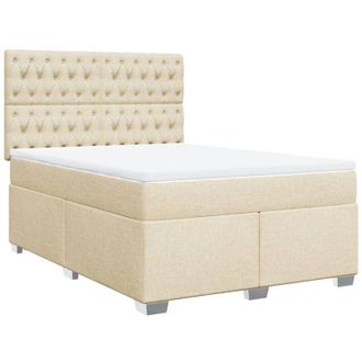 vidaXL Vidaxl - Cama Box Spring Con Colch&oacute;n Tela Color Crema 140x190 Cm