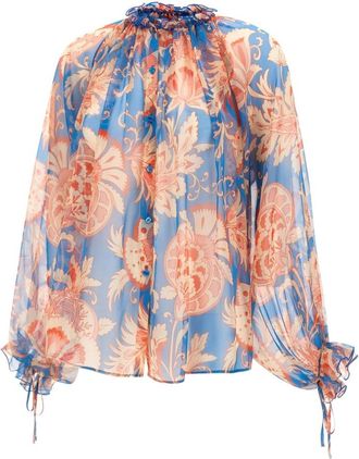 Etro Silk Printed Blouse - Dames - Blouses - Veelkleurig - XS - Overhemden