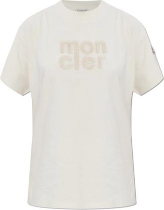 Moncler T-shirt met logo - Dames - T-shirts - Wit - S - Katoen - Tops