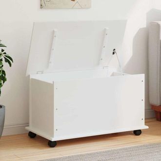 vidaXL Ba&uacute;l Almacenaje Ruedas Alta Madera Maciza Blanco 73x39,5x43 Cm Vidaxl