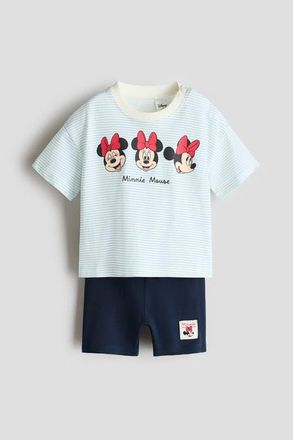H&M 2-piece printed cotton set in Blue/minnie Mouse at Nordstrom, Size 12M