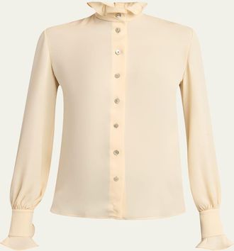 Valentino Garavani Georgette Button-Front Blouse