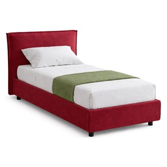Dmora Cama Individual Bruino, Desenfundable, Con Almacenaje, Hecho En Italia, Colch&oacute;n 80x200 Cm, Rojo