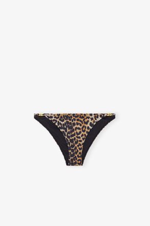 Ganni Recycled Leopard Printed Emblem Mini Briefs - Size 14 Mixed