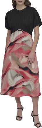DKNY Mix Media Print Dress