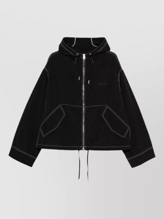 Ami hooded blazer long sleeves drawstring hem