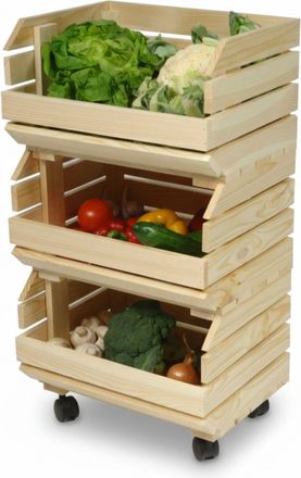 OEM Estanter&iacute;a Modular De Madera Para Frutas Y Verduras, De 3 Niveles, Con Ruedas Goodfreshdecor