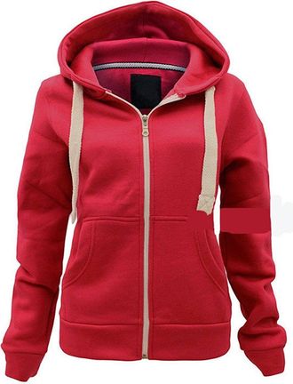 Malaika Ladies Plain Colour Hoodie Womens Fleece Hooded Top Zip Zipper Hoodie Sweatshirt Available in 22 Colours Plus Sizes Small-XXXXXL (UK 6-22) Coral