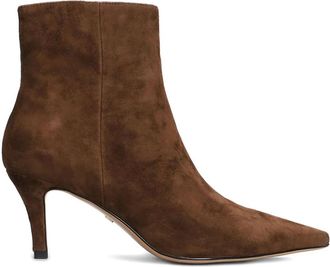 Lola Cruz 70mm Luzia pointed zip boots - women - Suede/Calf Leather/Calf Leather - 41 - Brown