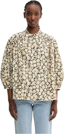 Maison Kitsun&eacute; Maxi Mouw Shirt - Dames - Blouses - Veelkleurig - S - Katoen - Overhemden
