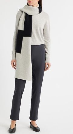Eileen Fisher Colorblock Organic Cotton & Cashmere Scarf in Sea Salt at Nordstrom