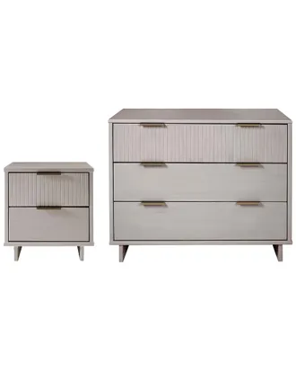 Manhattan Comfort 2Pc Granville Modern Solid Wood Standard Dresser & Nightstand Set