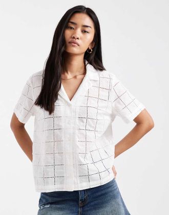 Levi's camicia boxy in pizzo sangallo bianco