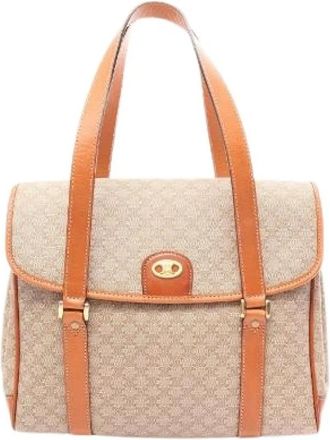 Celine Pre-owned Macadam PVC Coated Canvas Leather Handbag - Dames - Vintage Shopper - Beige - ONE Size - Leer - Vintage