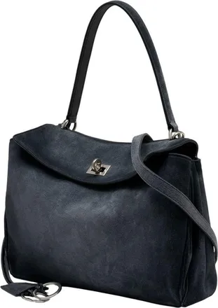 Balenciaga Womens Rodeo Shoulder Bag Gray Calfskin