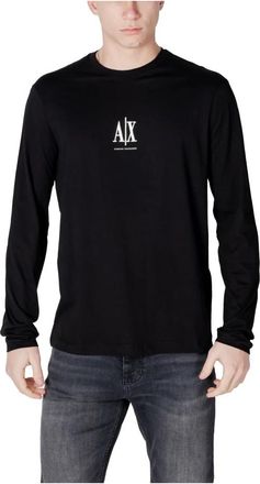 A|X Armani Exchange Ronde Hals Lange Mouwen Gebreide Sweater - Heren - Longsleeves - Zwart - XS - Katoen - Tops