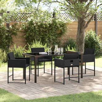 vidaXL Conjunto De Comedor De Jard&iacute;n Con Coj&iacute;n 5 Pcs Negro Polirat&aacute;n Vidaxl