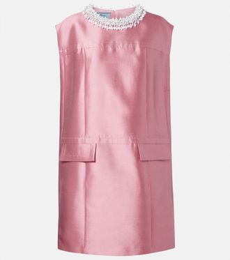 Prada Embellished wool and silk minidress