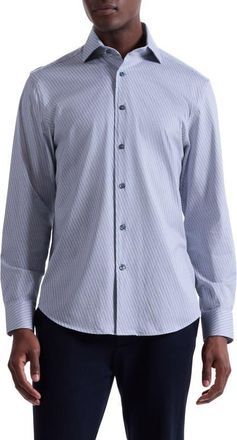 Bugatchi Devon OoohCotton Geo Print Button-Up Shirt in Air Blue at Nordstrom, Size Xx-Large